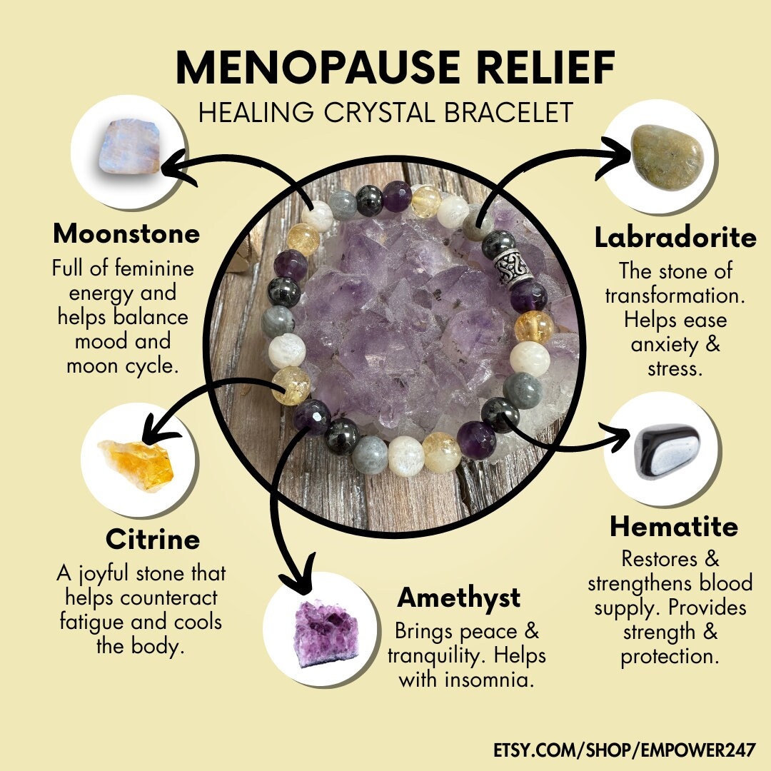 Menopause Relief Bracelet Infused W/reiki Amethyst, Citrine, Moonstone