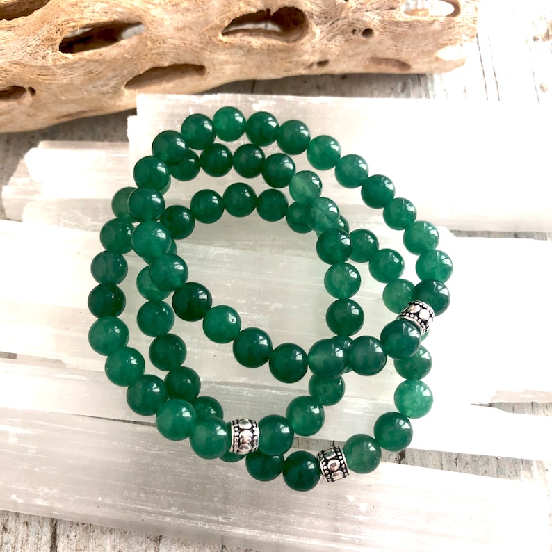 Green Aventurine Stretch Bead Bracelet for Luck Prosperity Etsy