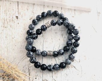 Snowflake Obsidian Crystal Bracelet – Balance, Calm & Positive Perspective
