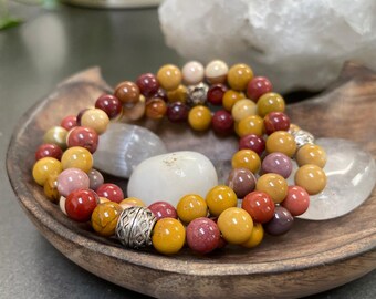 Handmade Mookaite Jasper Bracelet: Crystal Healing Power Bead Jewelry