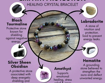 Empath Protection Crystal Bracelet for Grounding and Energy Shielding