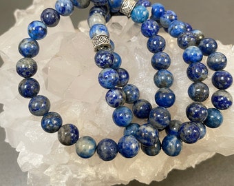 Handmade Lapis Lazuli Bracelet: 8mm Crystal Healing Stretch Bracelet