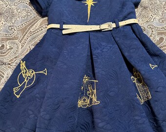 Girls size 3t navy embroidered gold Navitiy dress