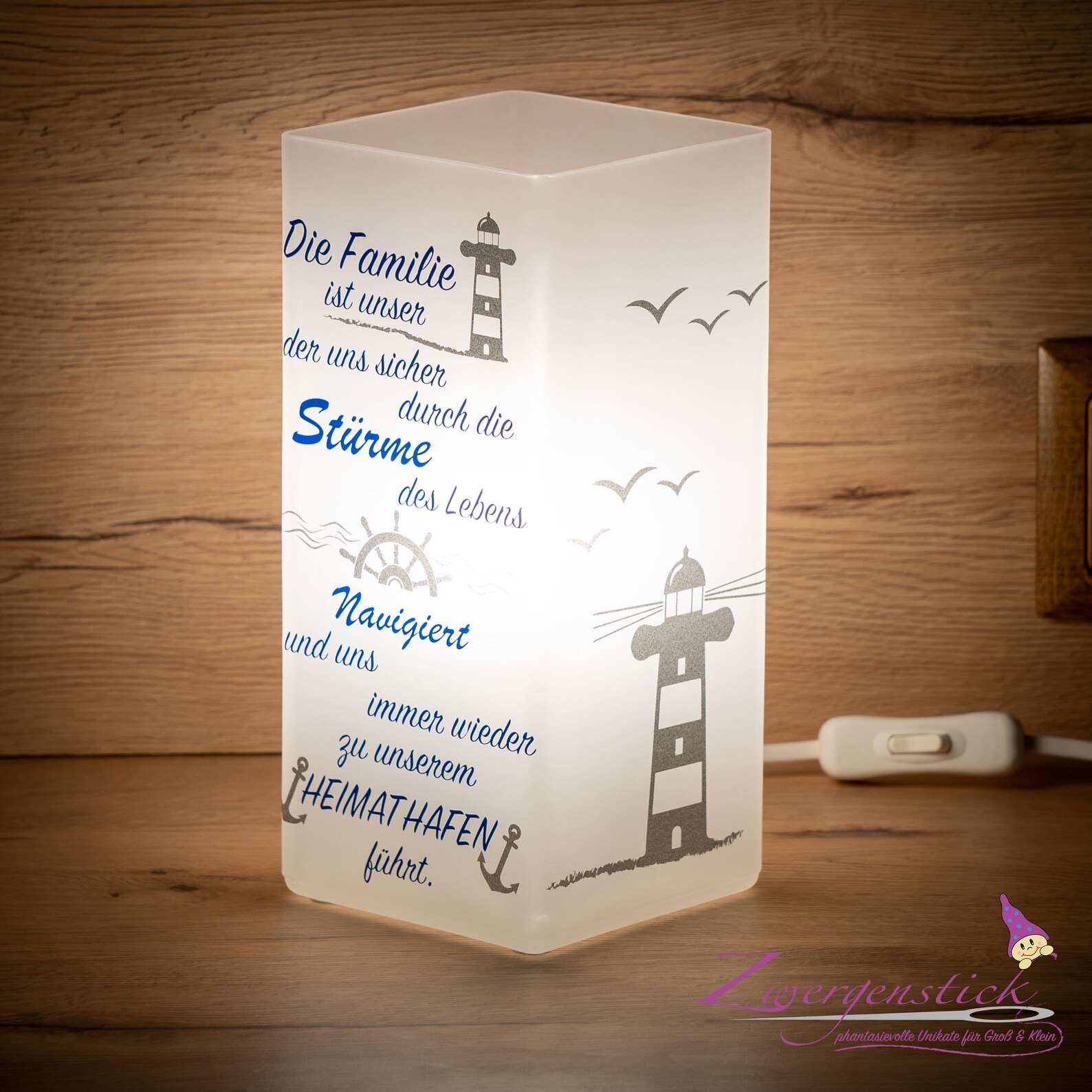 Lampe mit Spruch Tischlampe Familien ist unser Leuchtturm Etsy.de