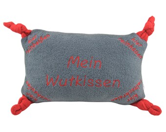 Mi almohada de ira gris medio - rojo para que niños y adultos griten, muerdan, lloren y golpeen