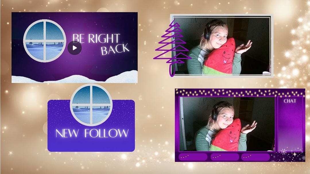 Purple Winter Streaming Overlay Bundle - Etsy