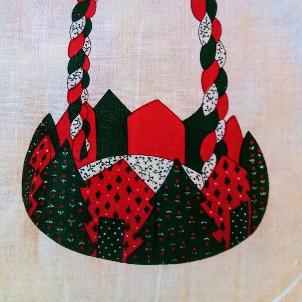 Christmas Basket Fabric Panel, Cut and Sew, Soft Sculpture, Holiday Decor, Centerpiece, Keepsake Craft, DIY Gift