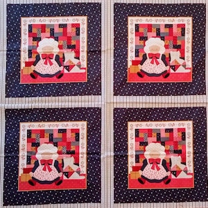 Little Girl and Kitten Pillow Fabric Panel, Quilt, Cat, Calico, Home Decor, DIY Gift