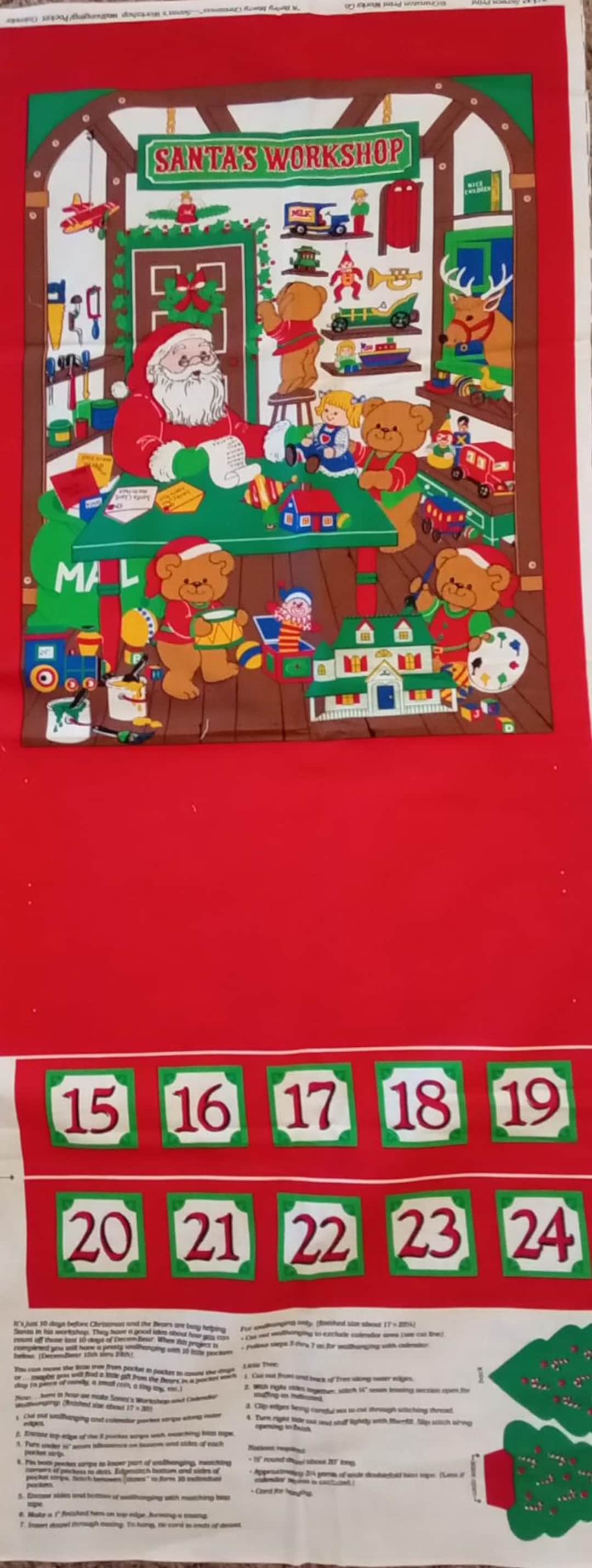 A Beary Merry Christmas Advent Calendar Fabric Panel, Soft Sculpture