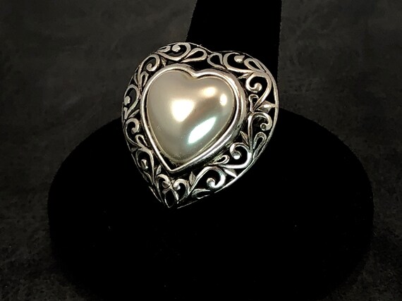 Vintage Jezlaine Silver Heart with Beautiful Fila… - image 4