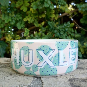 Tigela personalizada para cachorro: tigela de cerâmica moderna para animais de estimação, cores personalizadas, adicione o nome do seu animal de estimação