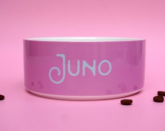 Custom Ceramic Dog Bowl, Add Your Pet's Name to a Personalized Dog Bowl, Modern Design