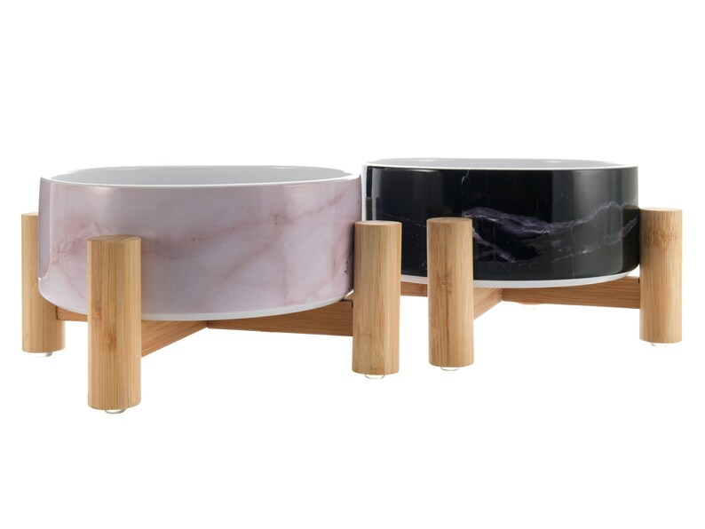 bamboo elevated dog feeder