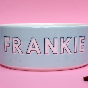 Voerbak: gepersonaliseerd met de naam van je huisdier // Jij kiest de kleur, patronen en personalisatie // Moderne, grote voerbak voor eten en drinken