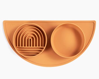 Terracotta Silicone Pet Feeding Set: Slow Feeder Bowl & Mat