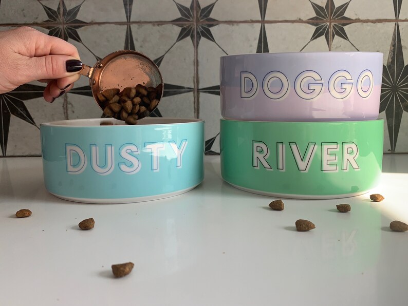 Custom Food and Water Bowls for Medium & Large Dogs: Pick Your Colors, Font, Text image 10