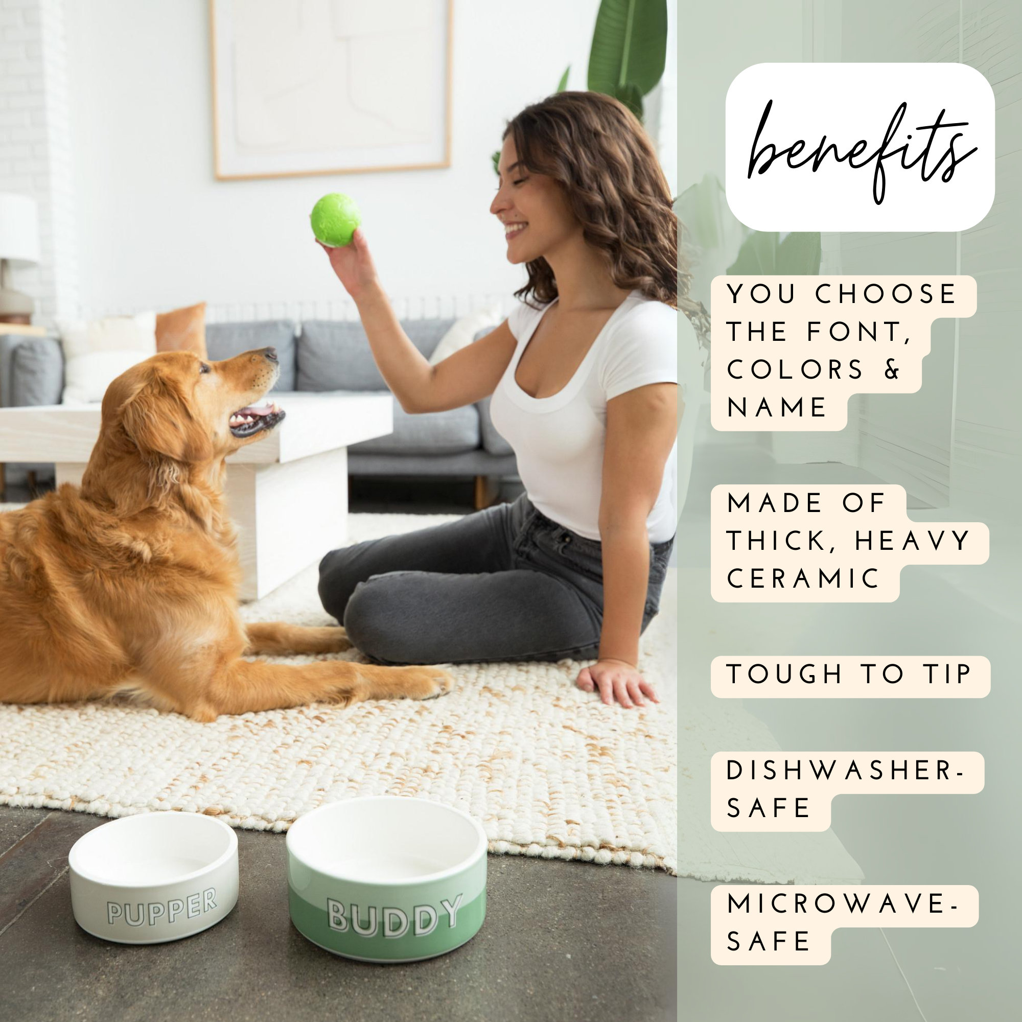 Personalized Ceramic Dog Bowl: Custom Name, Modern Pet Food & Water Bowl -  Etsy