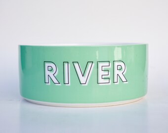 Ceramic Dog Bowl: Personalized, Heavyweight, Modern Design, Add Your Dog’s Name