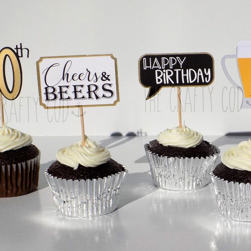 Beer Mug Face Cupcake Toppers Funny Cupcake Topper Cheers Etsy