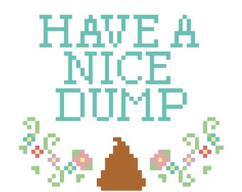 PDF, Have a nice Dump Cross Stitch, Cross Stitch pattern, Bathroom Cross Stitch, Modern Cross Stitch, subversive cross stitch pattern