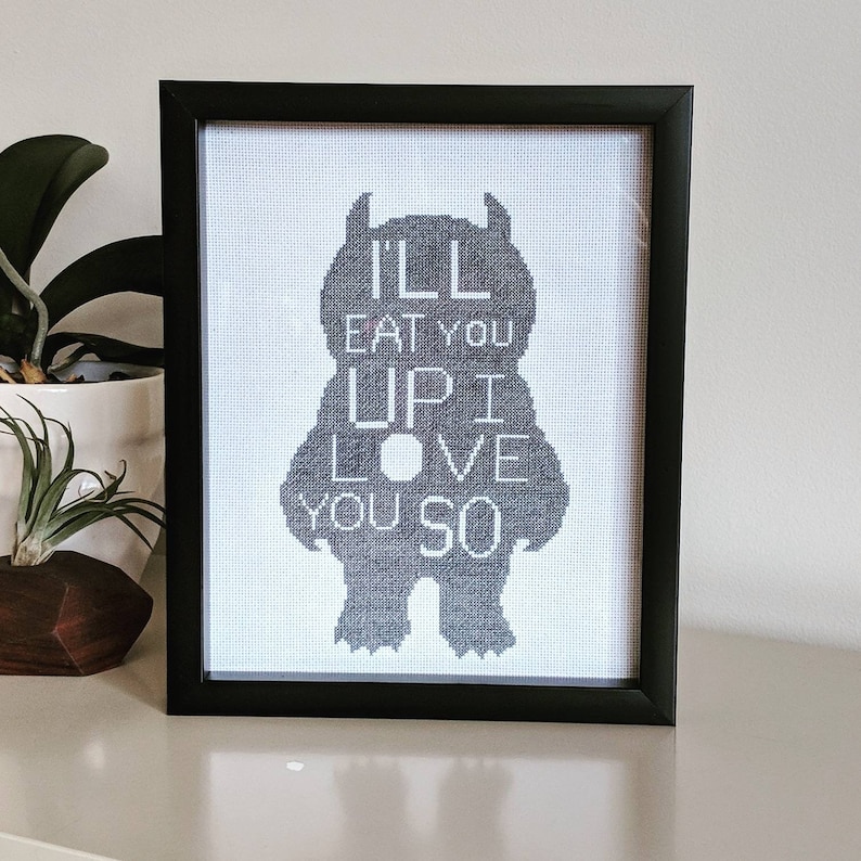 modern cross stitch PDF cross stitch pattern where the wild things are cross stitch i/'ll eat you up i love you so