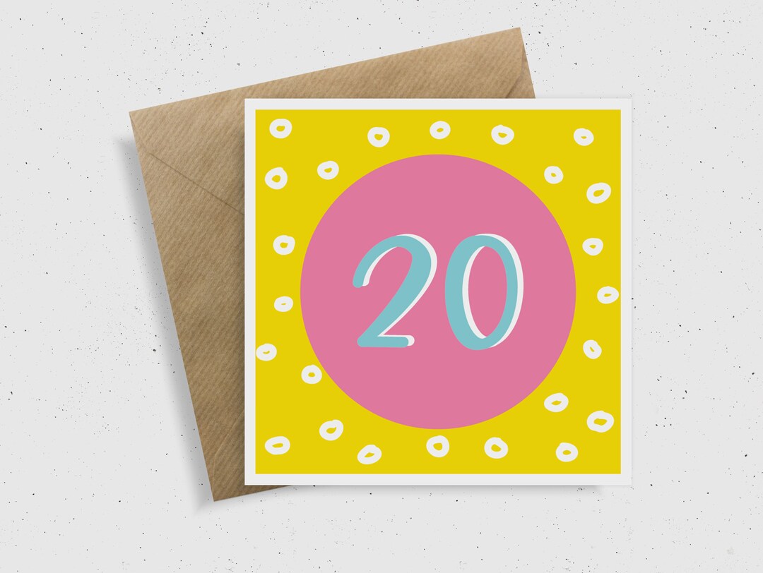 20th Birthday Card Milestone Birthday Card Cards For Her Etsy