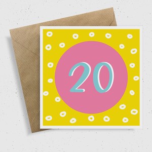 20o cartão de aniversário | Cartão de aniversário do marco | Cartões para ela | Cartões de irmã | melhor amigo cartão comemorativo | Cartão de feliz aniversario | Moderno | Minimalista