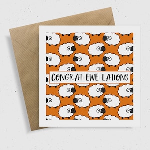 congratulazioni-Ewe-Lations Card, Laurea, Impegno, Congratulazioni, Punny Card, Carta Divertente, Carta Pecora