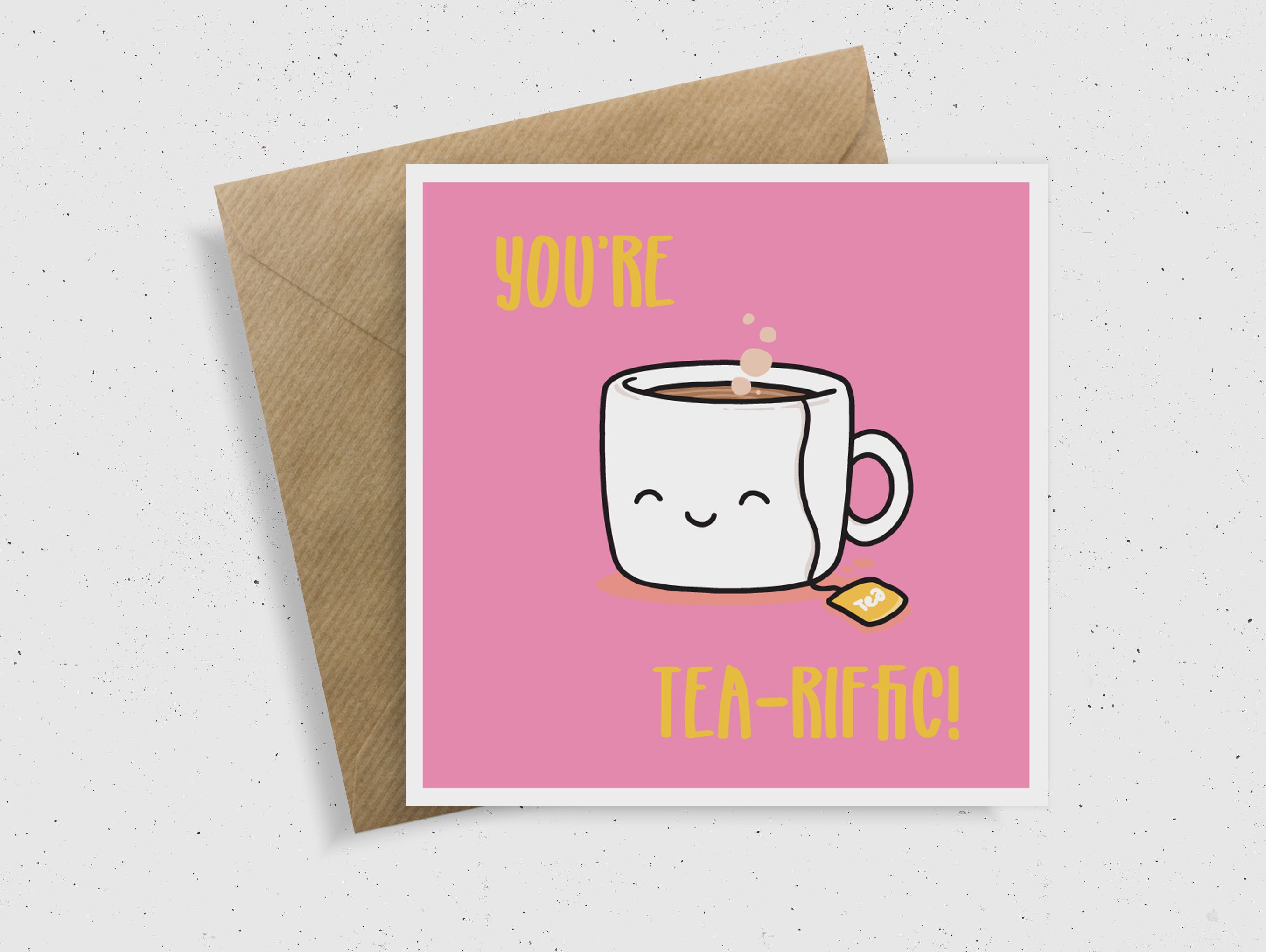 kawaii tea, cute tea, cup of tea, you're tea-riffic, happy tea Art Print by  Sewkidding