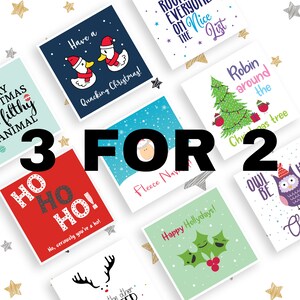 Tarjetas de Navidad 3 para 2 / Tarjetas de Navidad Divertidas / Juegos de Palabras de Navidad / Paquete de Tarjetas de Navidad / Tarjeta de Navidad