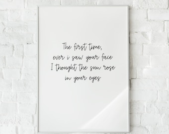 The First Time Ever I Saw Your Face Print | anniversary gift | wedding gift | nursery | new baby gift | home prints | A5 | A4 | A3