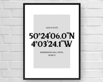 Personalised Coordinates Print  | Anniversary Gift | Gifts for Couples | Christmas Gifts | Wedding Gift | Custom Print | New Home Gift