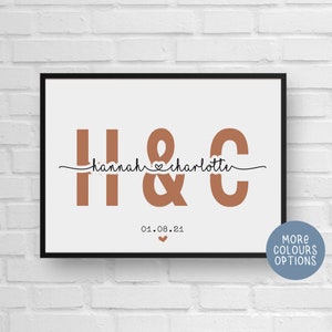 Personalised Couples Print with Names & Initials | Valentine&#39;s Day Gift | Anniversary Gift | Gifts for Couples | Wedding Gift