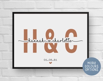 Personalised Couples Print with Names & Initials | Valentine's Day Gift | Anniversary Gift | Gifts for Couples | Wedding Gift