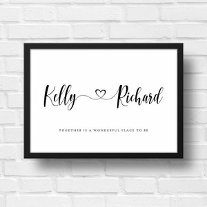 Personalised couple print with names | unframed personalised prints | anniversary gift | gifts for couples | wedding gift | Valentine&#39;s day