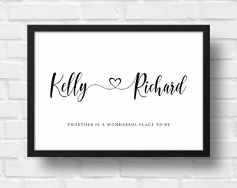 Personalised couple print with names | unframed personalised prints | anniversary gift | gifts for couples | wedding gift | Valentine's day