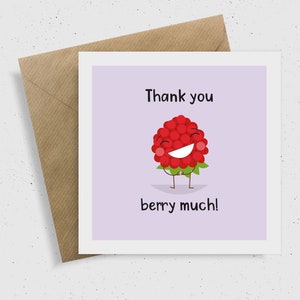 Dank u Berry Veel! Kaart, Dank u kaart, dank u opmerking, familiekaart, vriend kaart, grappige kaart, Punny kaart, voedselkaart