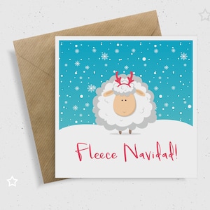Biglietto di Natale Pecora, Fleece Navidad Card, Feliz Navidad Biglietto d'Augurio, Biglietto di Natale, Divertente Pun