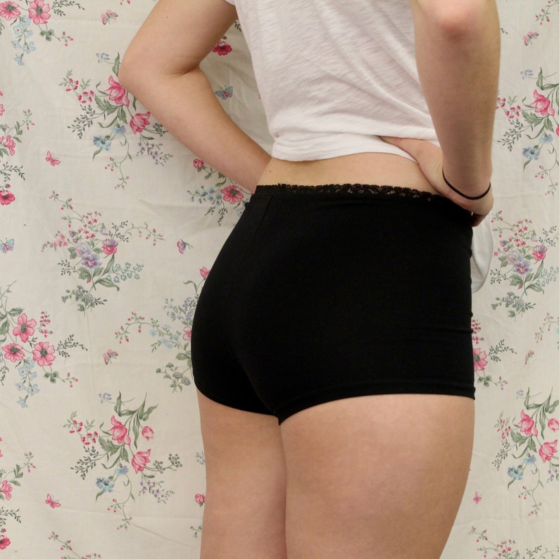 Organiccotton Boyshort Undies, Black, Plant Based Dye, Ladies