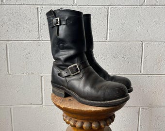 Stivali da ingegnere CHIPPEWA 27863 in pelle nera con punta in acciaio, stile anni '70/'80, prodotti negli Stati Uniti, con suola Vibram, taglia uomo 9.5, taglia donna 11.