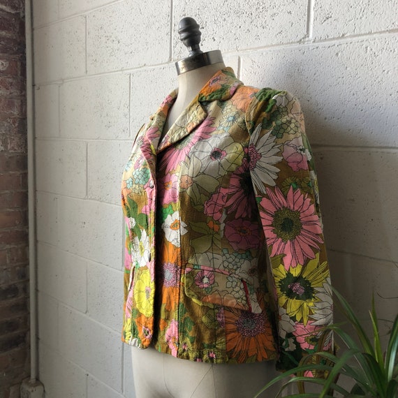 90s MISS SIXTY Pastel Floral Cropped Zip Front Op… - image 2