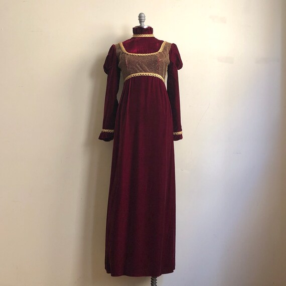 60s Vintage Handmade Medieval Mod Burgundy Velvet