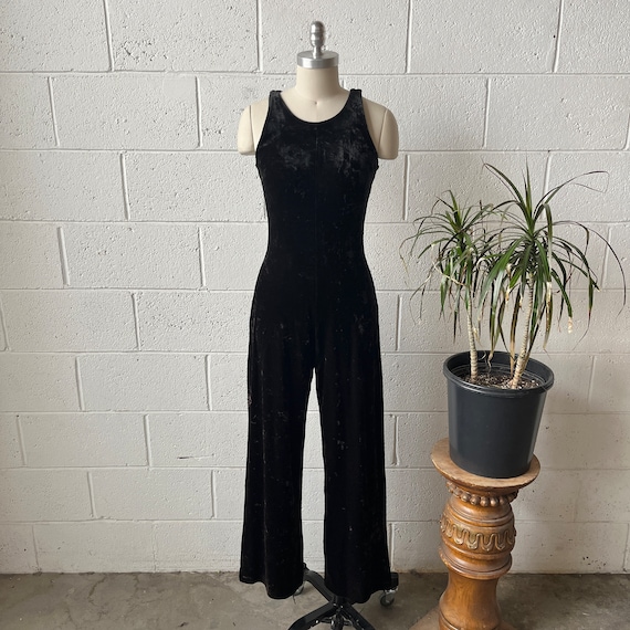 90s BETSEY JOHNSON Black Label Crushed Velvet Sle… - image 1