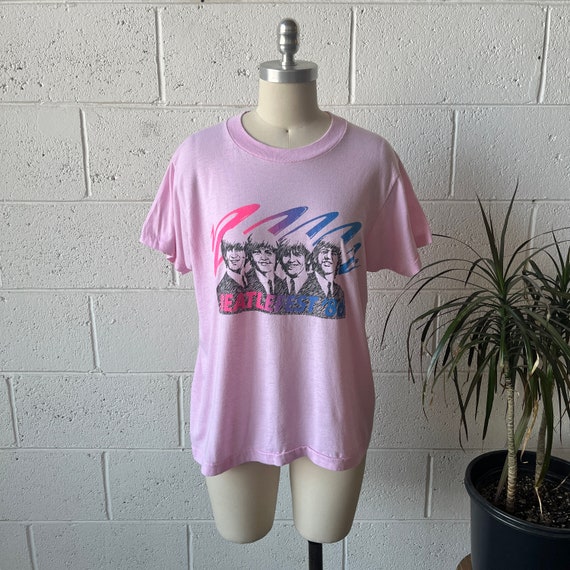 1986 Vintage BEATLEFEST Beatles Pastel Pink Scree… - image 1