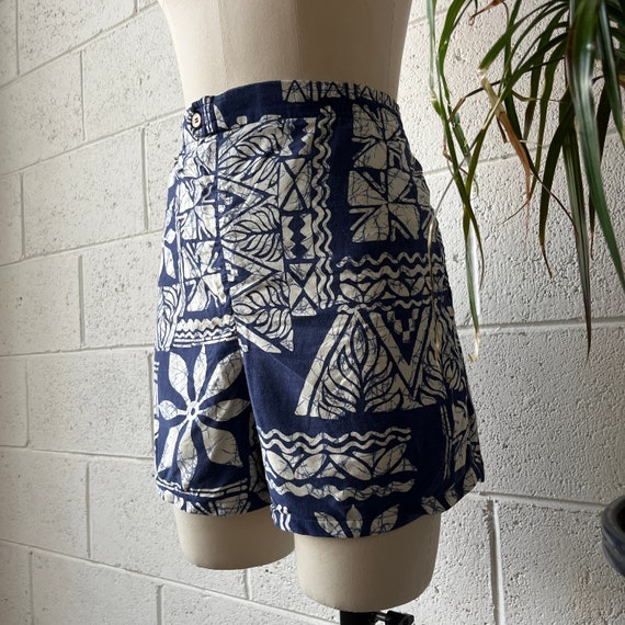 60s JANTZEN High Waisted Navy Blue White Hawaiian… - image 2