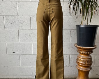 70s LEVI’S Sta-Prest Big E Golden Brown Cotton Twill Straight Leg Pants 27” Waist