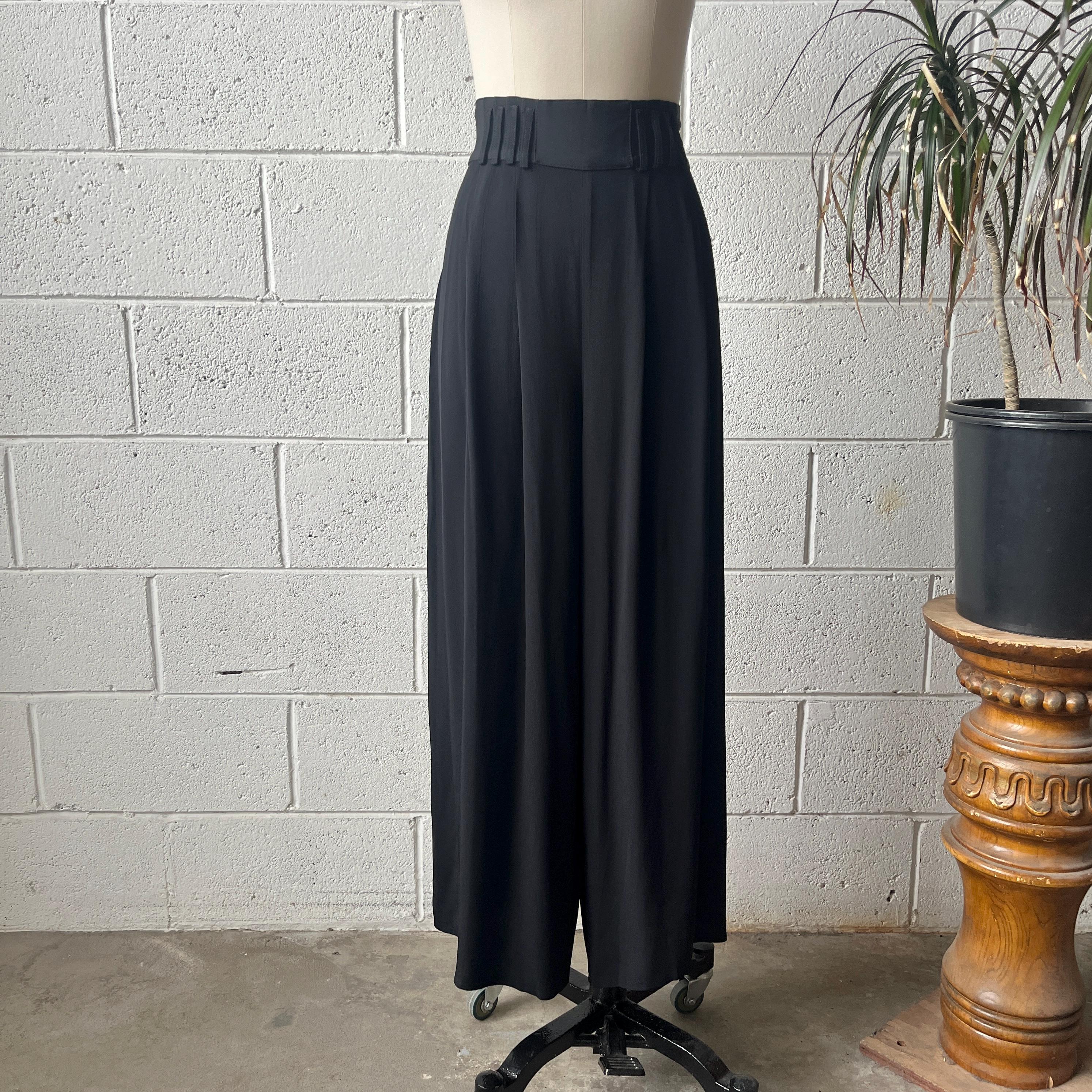 80s 絣rayon slacks Vintage Rayon Slacks L Gray Used 80s USA Tuck Zip Retro Wide