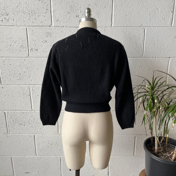 50s SCHIAPARELLI Black Wool Angora Knit Crewneck … - image 4