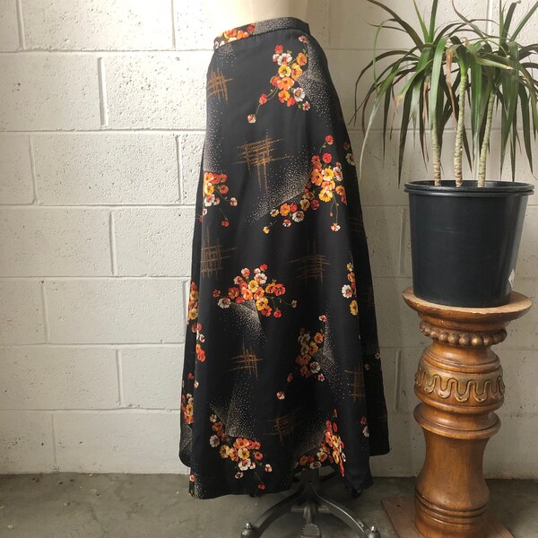 70s Green Maxi Skirt XS