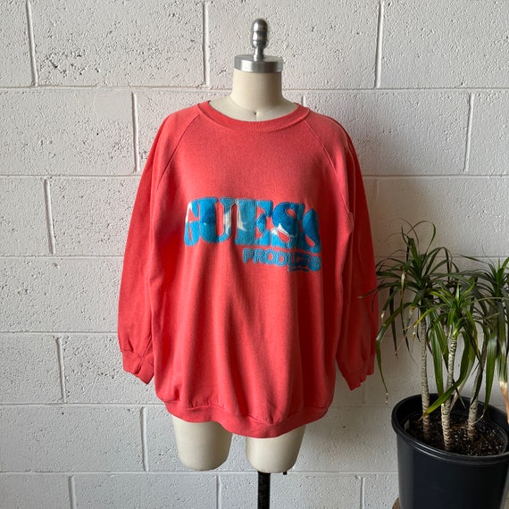 80s GUESS Jeans Georges Marciano Coral Pink Blue Cott… - Gem